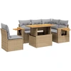 Image de vidaXL Ensemble de salon de jardin 6 pièces avec coussins Beige Poly Rattan