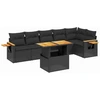 Image de vidaXL Ensemble de salon de jardin 7 pièces avec coussins noir poly rotin