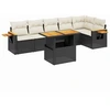 Image de vidaXL Ensemble de salon de jardin 7 pièces avec coussins noir poly rotin