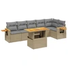 Image de vidaXL Ensemble de salon de jardin 7 pièces avec coussins Beige Poly Rattan