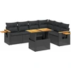 Image de vidaXL Ensemble de salon de jardin 7 pièces avec coussins noir poly rotin