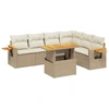 Image de vidaXL Ensemble de salon de jardin 7 pièces avec coussins Beige Poly Rattan