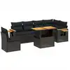 Image de vidaXL Ensemble de salon de jardin 7 pièces avec coussins noir poly rotin