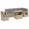 Image de vidaXL Ensemble de salon de jardin 7 pièces avec coussins Beige Poly Rattan