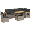 Image de vidaXL Ensemble de salon de jardin 7 pièces avec coussins Gris Poly rotin