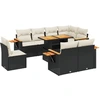 Image de vidaXL Ensemble de salon de jardin 9 pièces avec coussins noir poly rotin