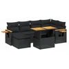 Image de vidaXL Ensemble de salon de jardin 7 pièces avec coussins noir poly rotin