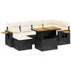 Image de vidaXL Ensemble de salon de jardin 7 pièces avec coussins noir poly rotin