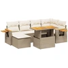 Image de vidaXL Ensemble de salon de jardin 7 pièces avec coussins Beige Poly Rattan