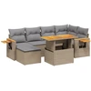 Image de vidaXL Ensemble de salon de jardin 7 pièces avec coussins Beige Poly Rattan