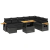 Image de vidaXL Ensemble de salon de jardin 9 pièces avec coussins noir poly rotin