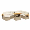Image de vidaXL Ensemble de salon de jardin 9 pièces avec coussins beige Poly rotin