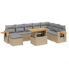 Image de vidaXL Ensemble de salon de jardin 9 pièces avec coussins beige Poly rotin
