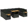 Image de vidaXL Ensemble de 10 canapés de jardin avec coussins noir poly rotin