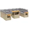 Image de vidaXL Ensemble de salon de jardin 10 pièces avec coussins Beige Poly Rattan