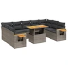 Image de vidaXL Ensemble de salon de jardin 10 pièces avec coussins Gris Poly Rattan