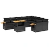 Image de vidaXL Ensemble de 10 canapés de jardin avec coussins noir poly rotin