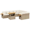 Image de vidaXL Ensemble de salon de jardin 10 pièces avec coussins Beige Poly Rattan