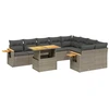 Image de vidaXL Ensemble de salon de jardin 10 pièces avec coussins Gris Poly Rattan