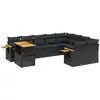 Image de vidaXL Ensemble de 10 canapés de jardin avec coussins noir poly rotin