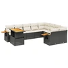 Image de vidaXL Ensemble de 10 canapés de jardin avec coussins noir poly rotin
