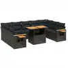 Image de vidaXL Ensemble de salon de jardin 11 pièces avec coussins noir poly rotin