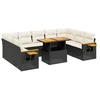 Image de vidaXL Ensemble de salon de jardin 11 pièces avec coussins noir poly rotin