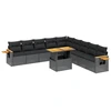 Image de vidaXL Ensemble de salon de jardin 11 pièces avec coussins noir poly rotin