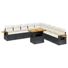 Image de vidaXL Ensemble de salon de jardin 11 pièces avec coussins noir poly rotin