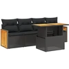 Image de vidaXL Ensemble de salon de jardin 5 pièces avec coussins noir poly rotin