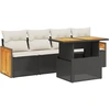 Image de vidaXL Ensemble de salon de jardin 5 pièces avec coussins noir poly rotin