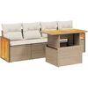 Image de vidaXL Ensemble de salon de jardin 5 pièces avec coussins Beige Poly Rattan