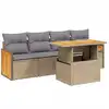 Image de vidaXL Ensemble de salon de jardin 5 pièces avec coussins Beige Poly Rattan