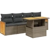 Image de vidaXL Ensemble de salon de jardin 5 pièces avec coussins Gris Poly rotin