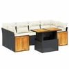 Image de vidaXL Ensemble de salon de jardin 7 pièces avec coussins noir poly rotin