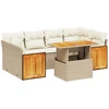 Image de vidaXL Ensemble de salon de jardin 7 pièces avec coussins Beige Poly Rattan