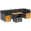 Image de vidaXL Ensemble de jardin canapé 8 pièces avec coussins noir poly rotin