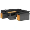 Image de vidaXL Ensemble de salon de jardin 9 pièces avec coussins noir poly rotin