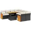 Image de vidaXL Ensemble de salon de jardin 9 pièces avec coussins noir poly rotin
