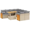 Image de vidaXL Ensemble de salon de jardin 9 pièces avec coussins beige Poly rotin