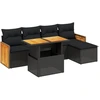 Image de vidaXL Ensemble de salon de jardin 6 pièces avec coussins noir poly rotin