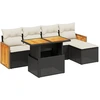 Image de vidaXL Ensemble de salon de jardin 6 pièces avec coussins noir poly rotin