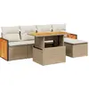 Image de vidaXL Ensemble de salon de jardin 6 pièces avec coussins Beige Poly Rattan