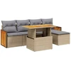 Image de vidaXL Ensemble de salon de jardin 6 pièces avec coussins Beige Poly Rattan