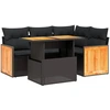 Image de vidaXL Ensemble de salon de jardin 5 pièces avec coussins noir poly rotin