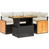 Image de vidaXL Ensemble de salon de jardin 5 pièces avec coussins noir poly rotin