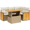 Image de vidaXL Ensemble de salon de jardin 5 pièces avec coussins Beige Poly Rattan