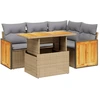 Image de vidaXL Ensemble de salon de jardin 5 pièces avec coussins Beige Poly Rattan