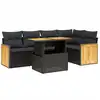 Image de vidaXL Ensemble de salon de jardin 6 pièces avec coussins noir poly rotin