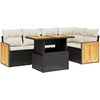 Image de vidaXL Ensemble de salon de jardin 6 pièces avec coussins noir poly rotin
